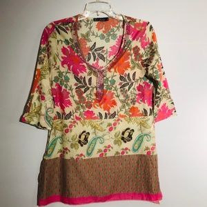 TUNIC BY MECHANT FLORAL, PAISLEY EUC